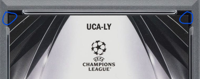 Corner whitening on Lamine Yamal Rookie Auto PSA 10. Corner whitening on Lamine Yamal Rookie Auto PSA 10.