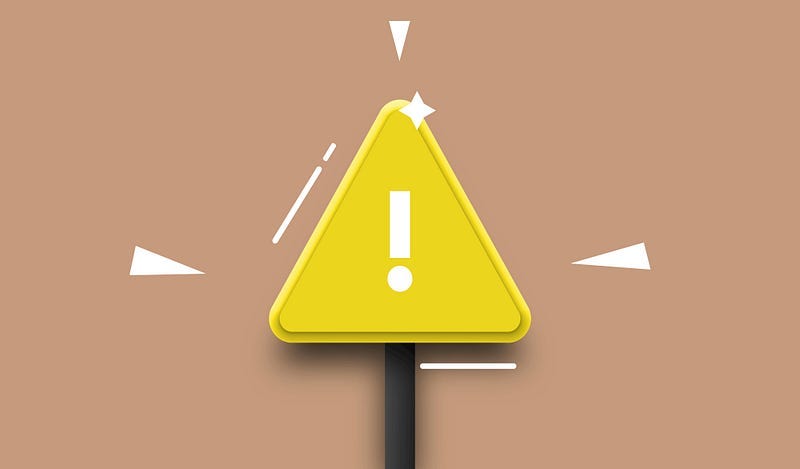 A yellow triangle exclamation mark / stop sign against a pale pink background. A yellow triangle exclamation mark / stop sign against a pale pink background.