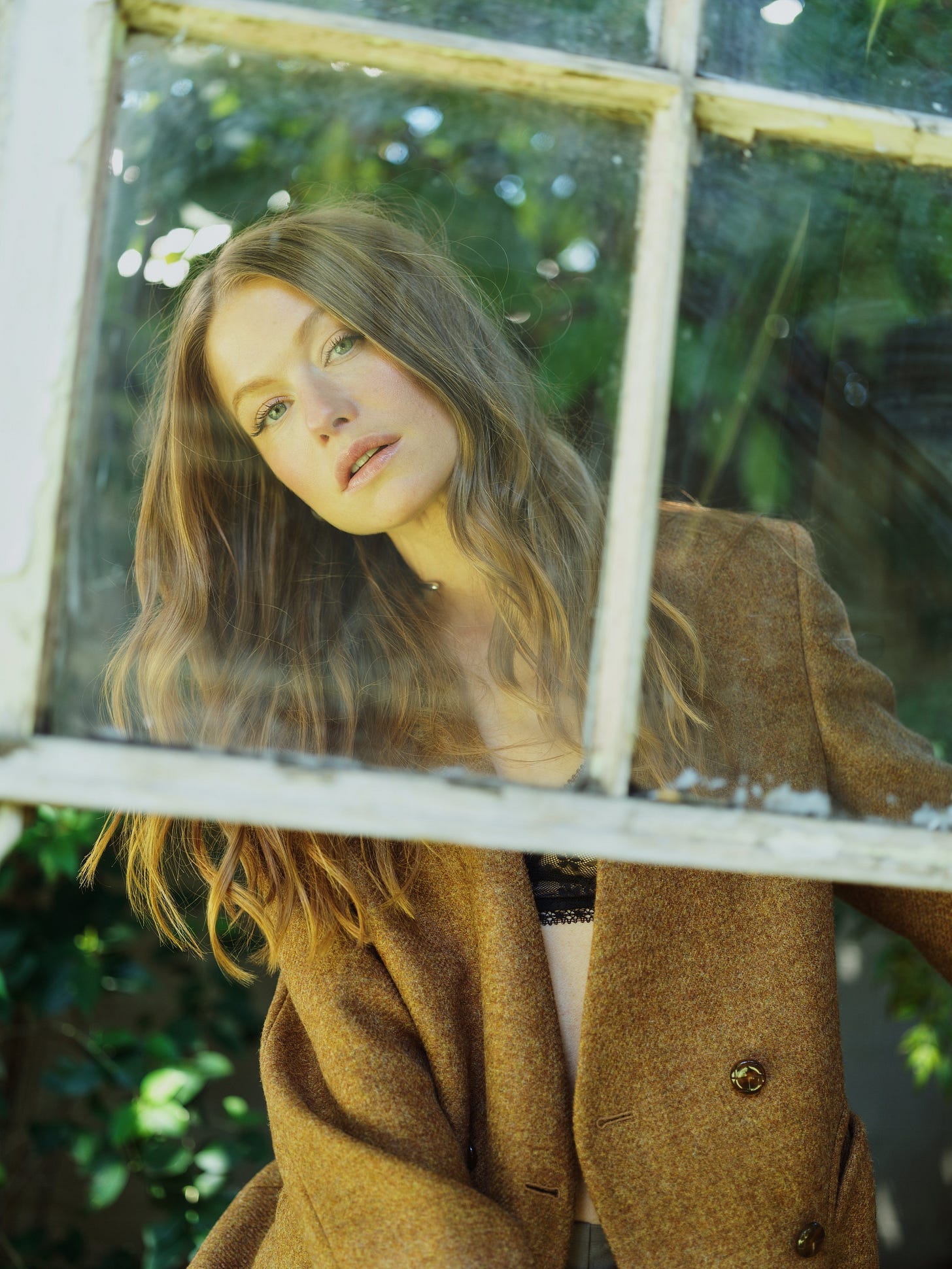 Actress Genevieve Angelson from The Chicken Sisters, Handmaid's Tale, Afterparty, and Good Girls Revolt poses at our founder's Los Angeles home.
