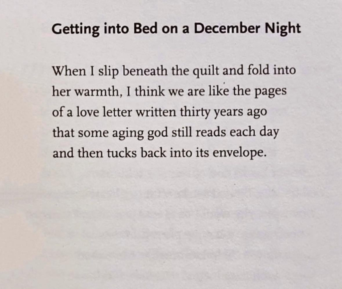 Getting into Bed on a December Night by Ellen Bass [poem] : r/Poetry