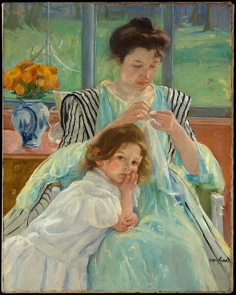 Young Mother Sewing by Mary Cassatt, header for the essay on inherited relational patterns