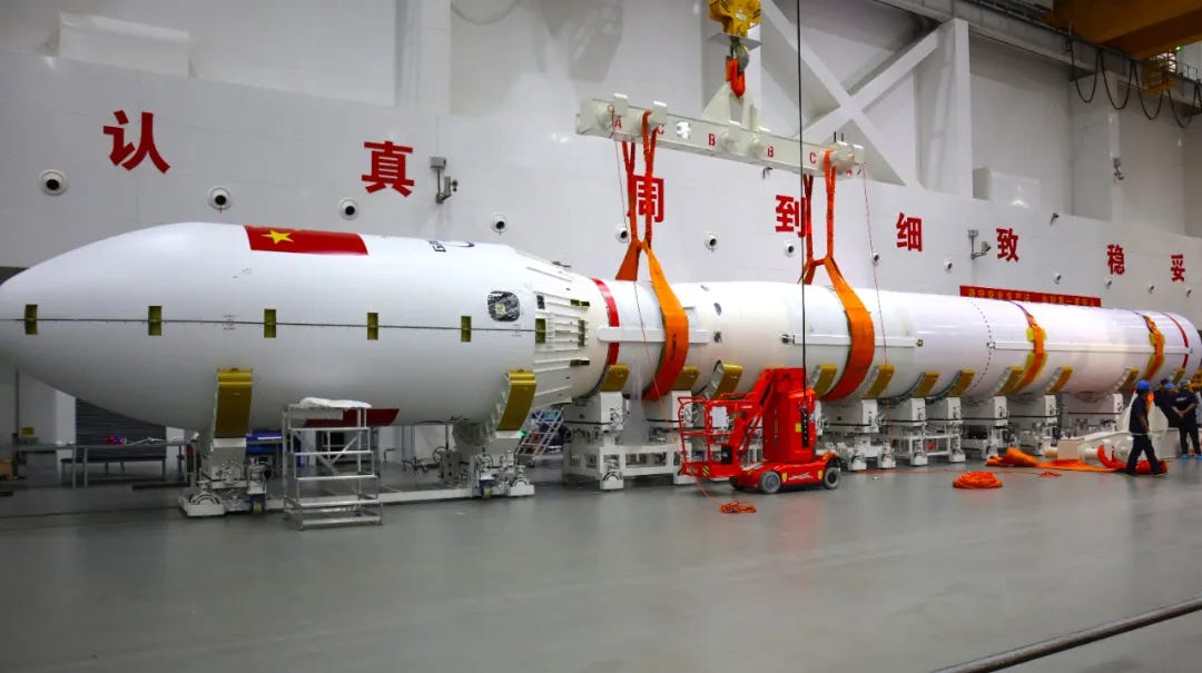 The Ceres-2 Y1 vehicle assembled in a pre-launch facility in Haiyang.