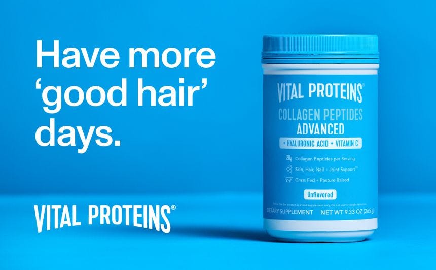 Vital Proteins Collagen Peptides Powder with Hyaluronic Acid and Vitamin C