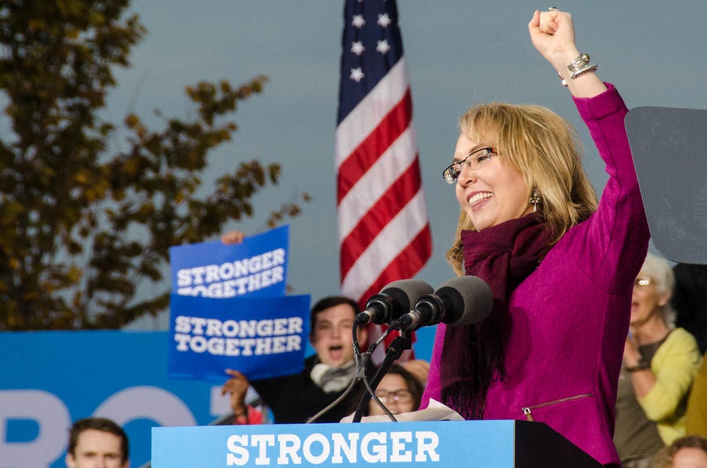 Gabby Giffords speaks to the crowd