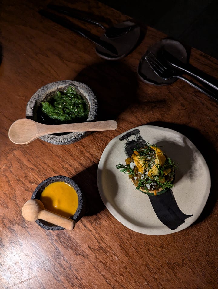 Fine dining food at Tatemo, Houston