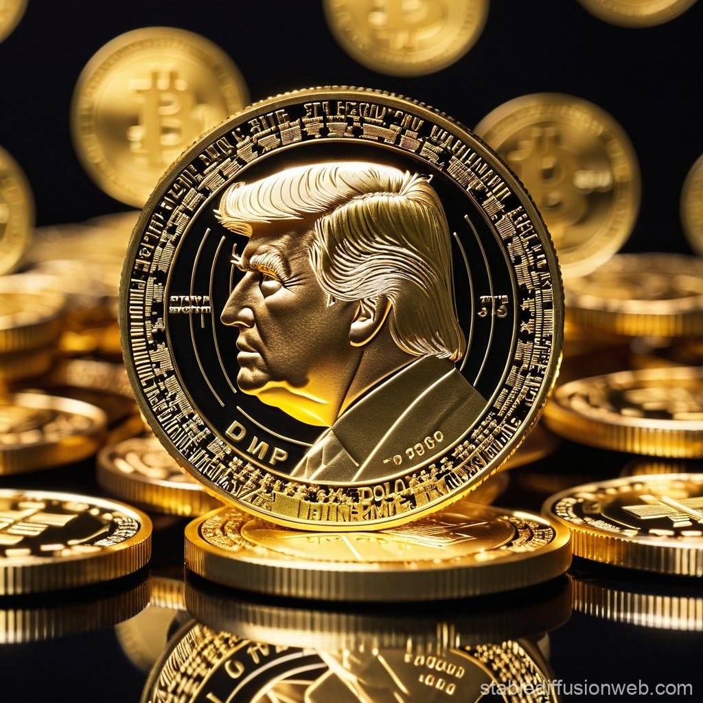 Donald Trump and Golden Crypto Coin Image | Stable Diffusion Online