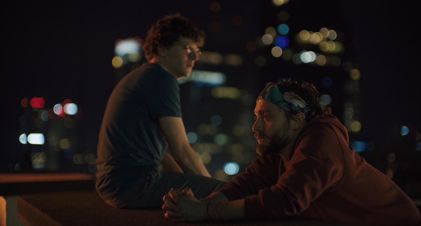 Jesse Eisenberg and Kieran Culkin in A REAL PAIN movie Jesse Eisenberg and Kieran Culkin in A REAL PAIN movie