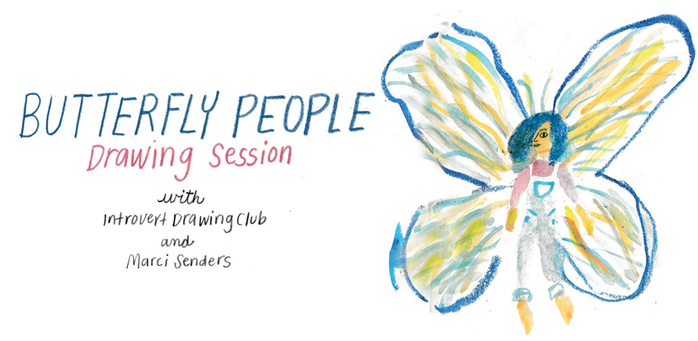 butterfly people with introvert drawing club by Beth Spencer butterfly people with introvert drawing club by Beth Spencer