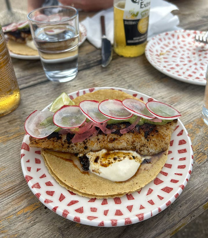 quesadillas and fish taco