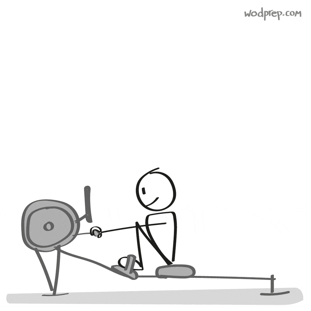 This may contain: a stick figure is pulling something on a rope with one hand and the other leg