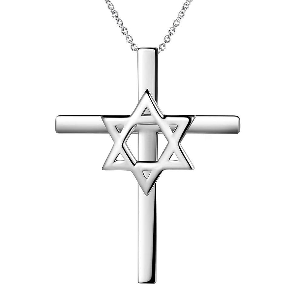 Jewish Messianic Star of David Necklace for Women Magen David Charm Cross  Pendant Necklace 925 Sterling Silver Cross Magen David Star Necklace Jewish  Jewelry Christmas Gifts FP0027W | Amazon.com
