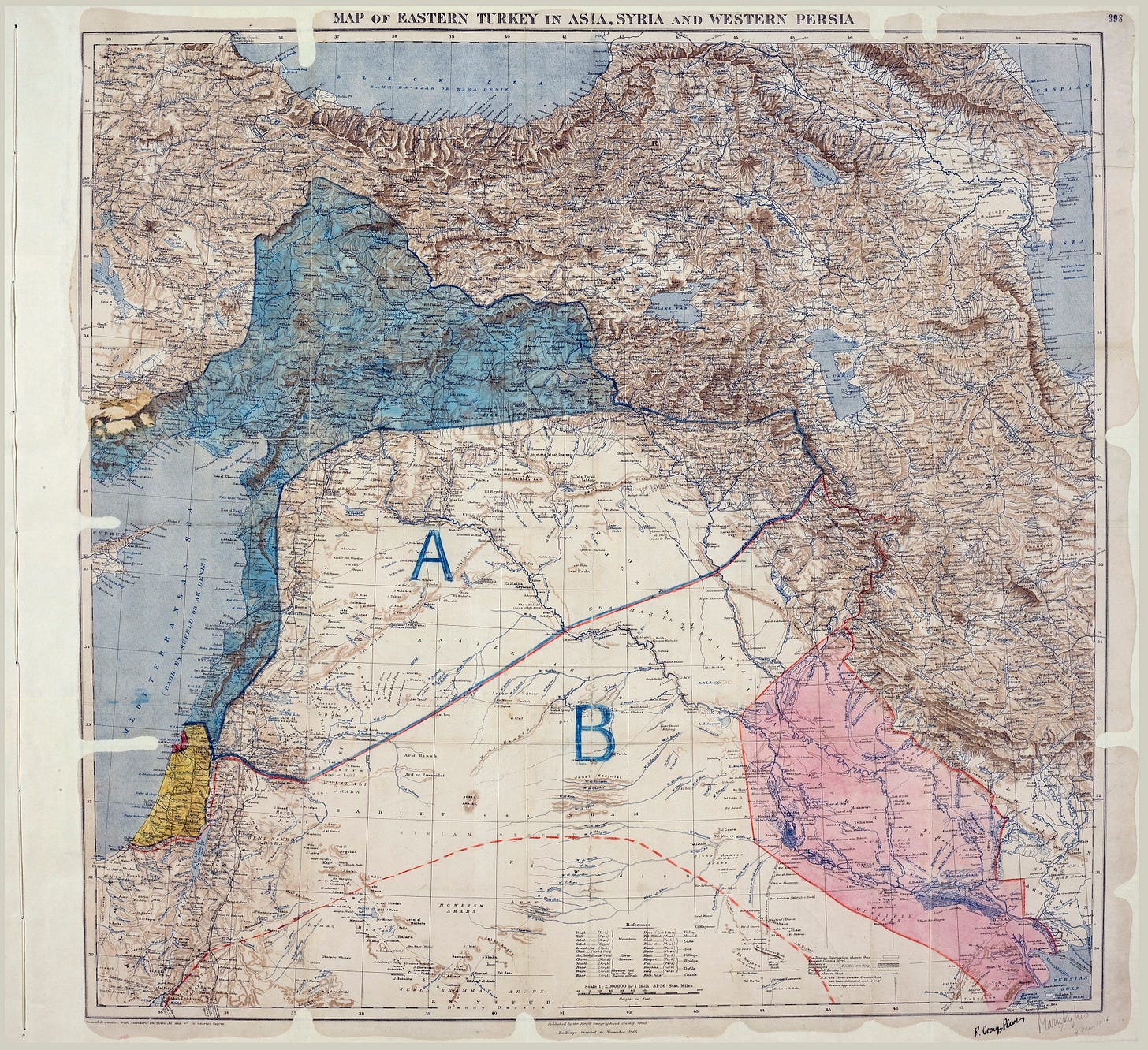 Sykes-Picot Agreement - Original Map - English (1916)