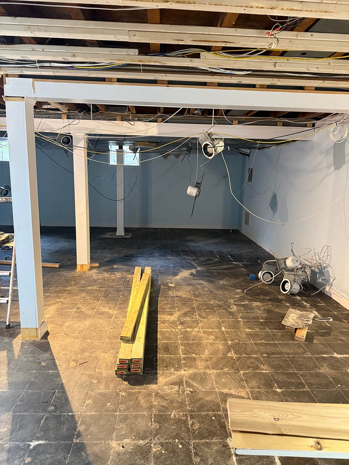 Basement renovation under construction