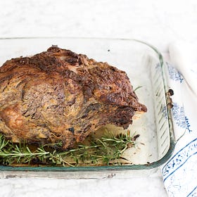 Herb Coated Standing Rib Roast and Cauliflower Gratin