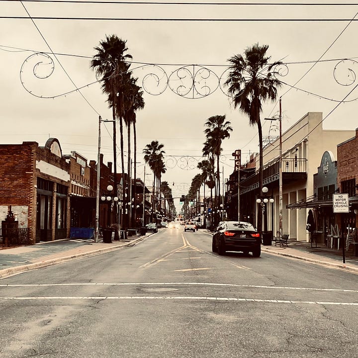 sign, lights, trees, streets