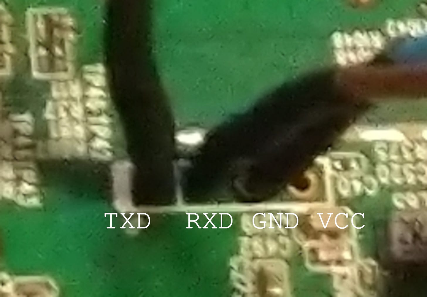 Detailed view of the J1 pins