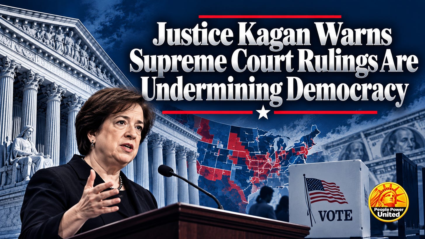 Justice Kagan Warns Supreme Court Rulings Are Undermining Democracy, Justice Kagan Warns Supreme Court Rulings Are Undermining Democracy,