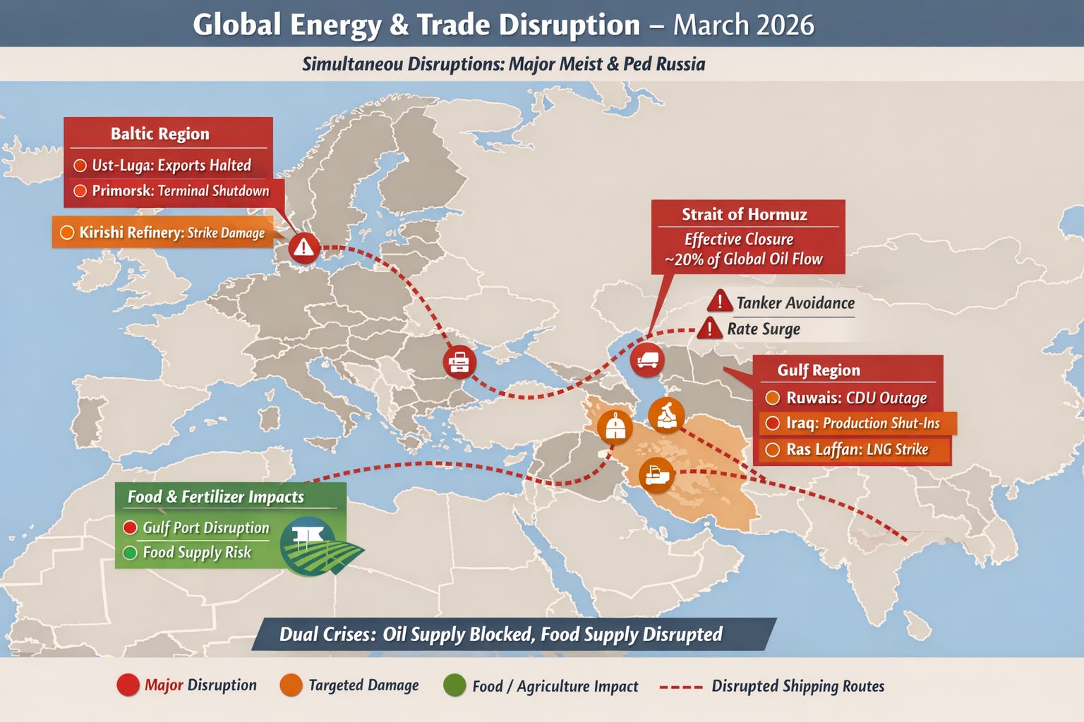 When Oil Can’t Move: A Multi-System Shock from Hormuz to the Baltic