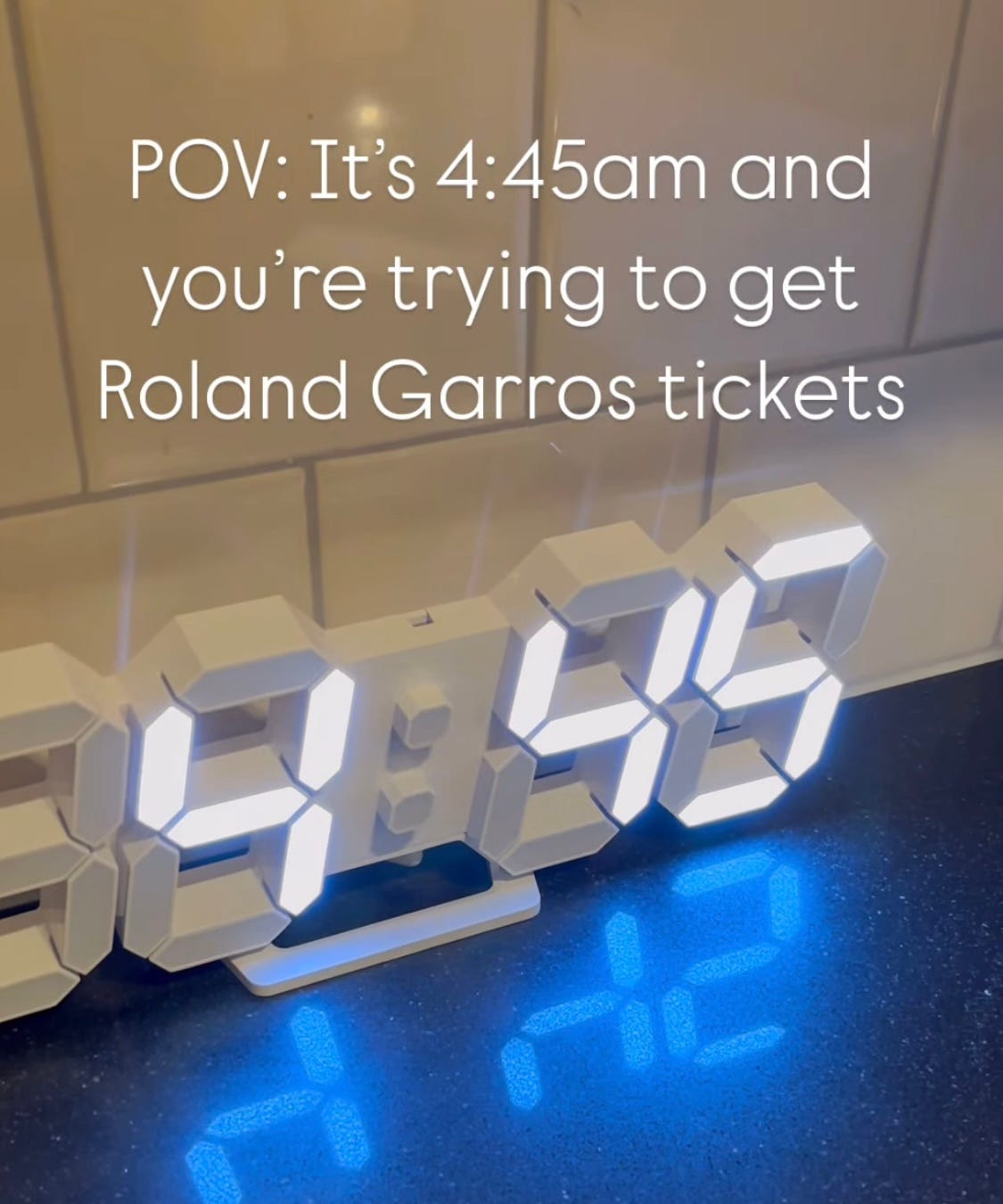 Photo of a clock showing 4:45am