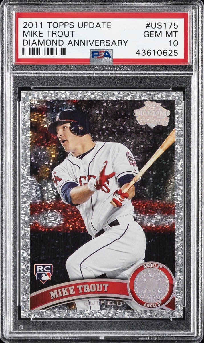 2011 TOPPS UPDATE DIAMOND ANNIVERSARY #US175 MIKE TROUT ROOKIE RC PSA 10