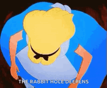 a cartoon of alice from alice in wonderland says the rabbit hole deepens . a cartoon of alice from alice in wonderland says the rabbit hole deepens .