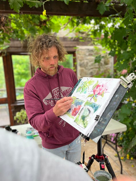 photos of artist Tom Shepherd teaching