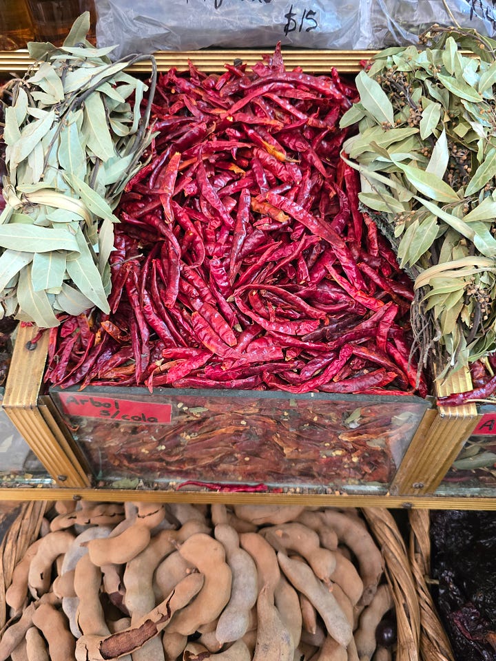 Mercado Medellín: Chili, incense, bracelets, nopales (cactus)