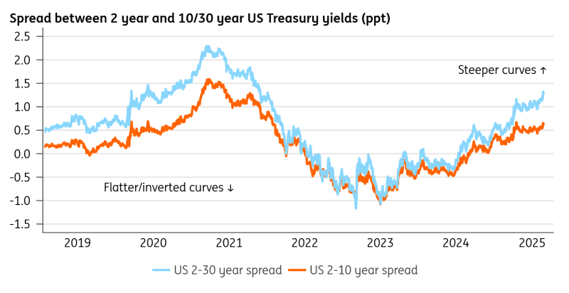 U.S. Treasury yield curve. (Macrobond, ING)