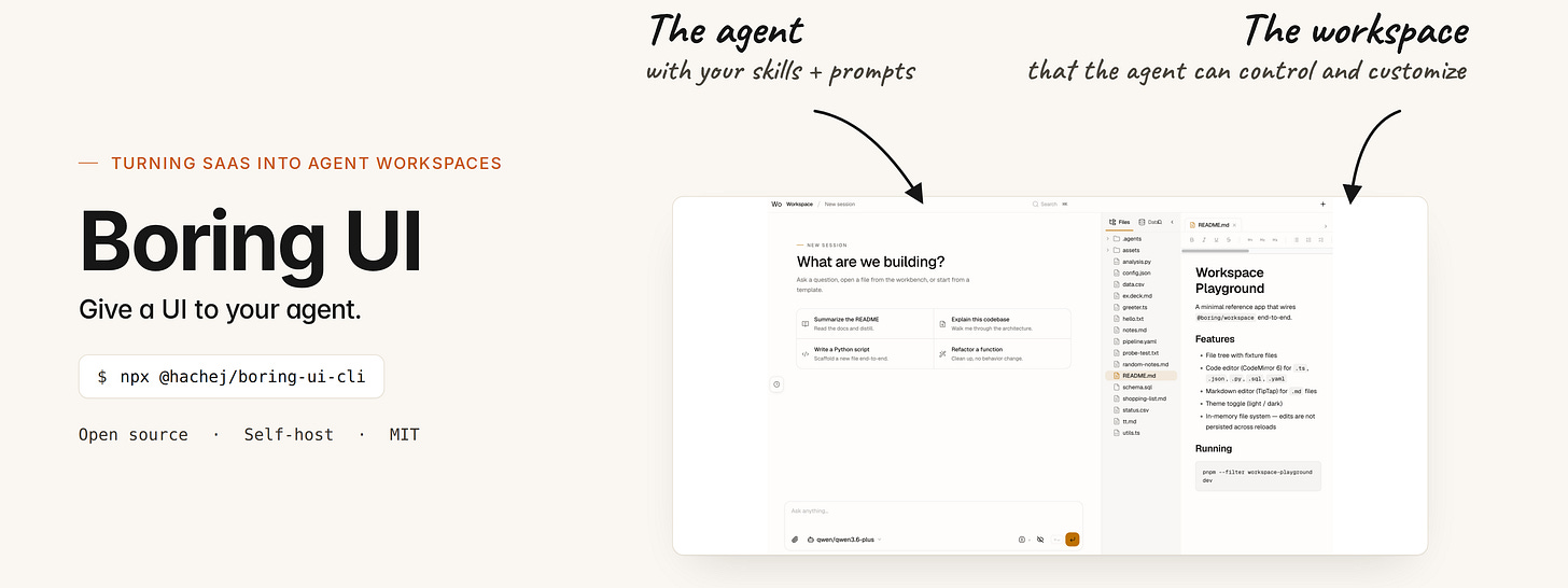 Boring UI — bring your agent skills, get a UI