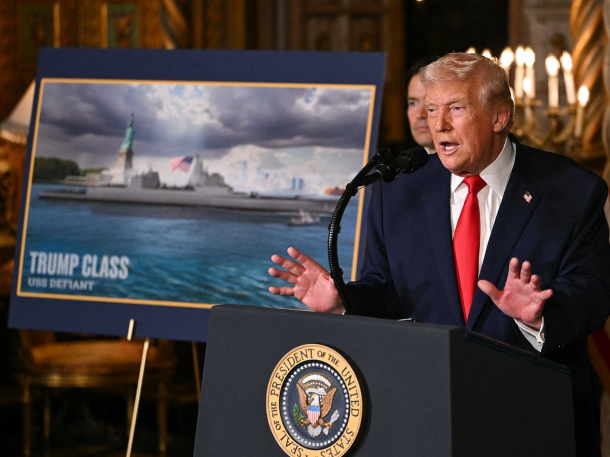 Trump announces plans for new navy warships to be known as 'Trump-class' |  US military | The Guardian