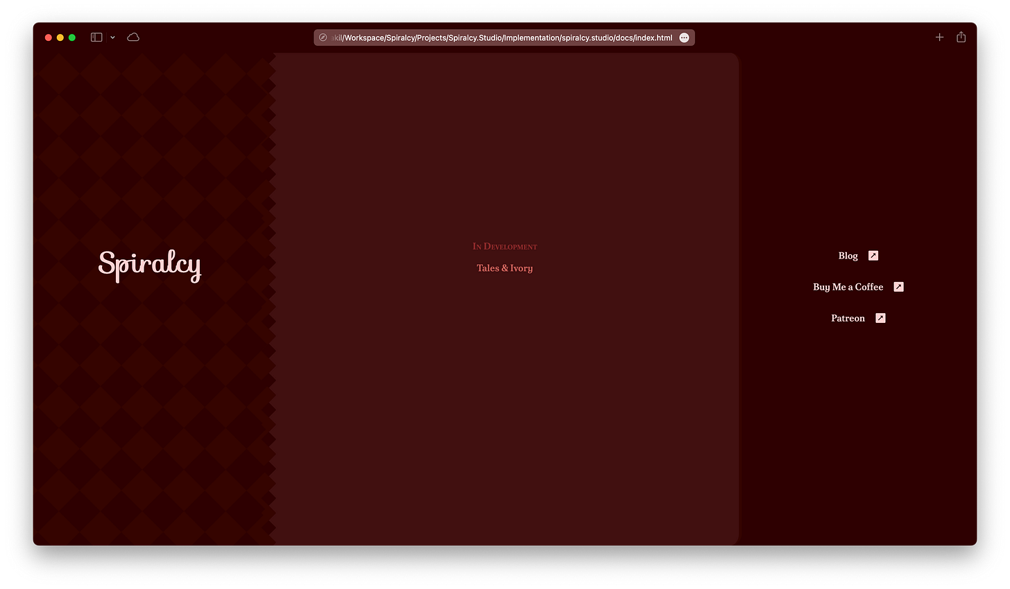 screenshot of the old spiralcy design