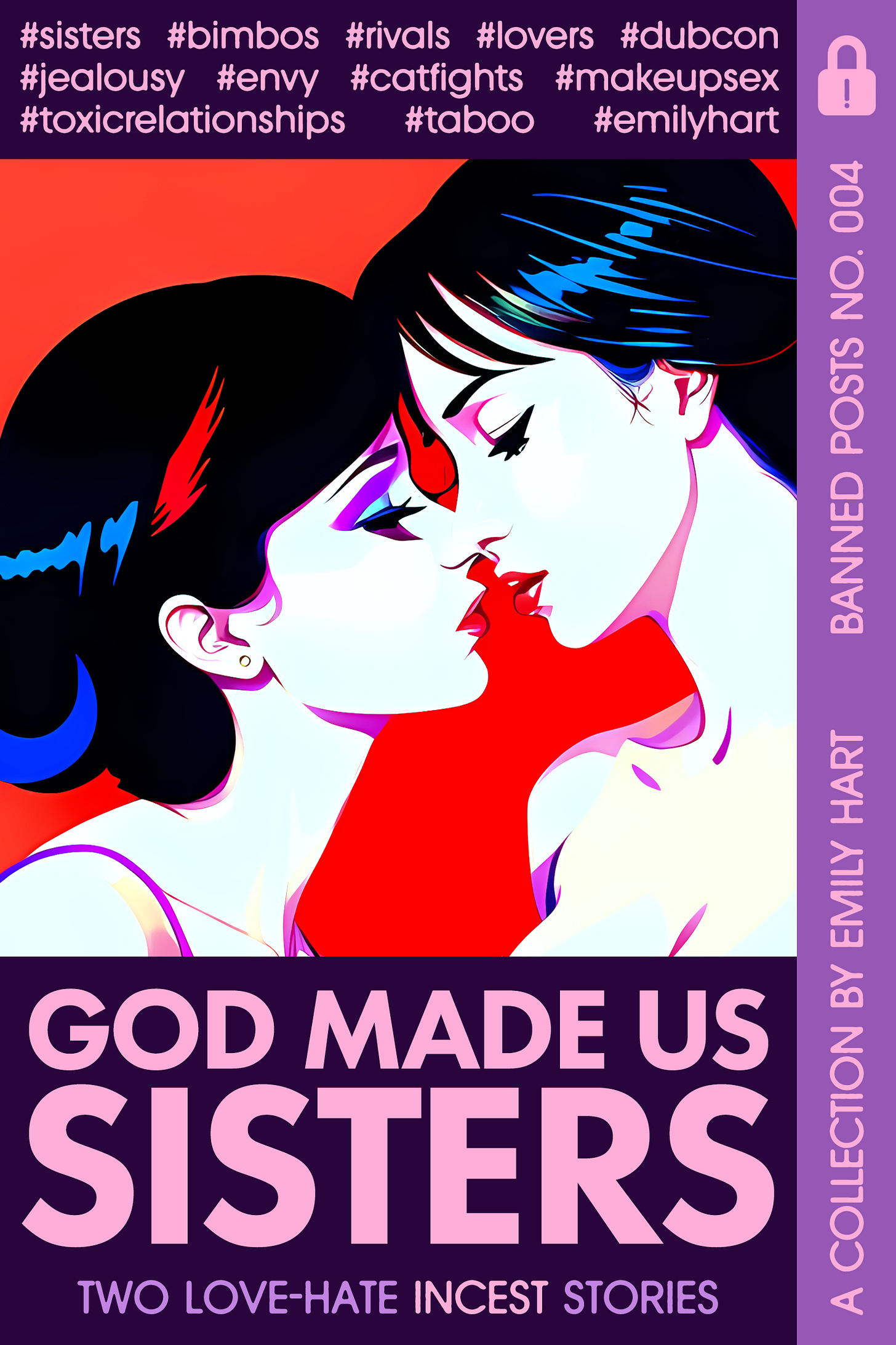 A book cover for "God Made Us Sisters," featuring a stylized illustration of two women, nearly kissing
