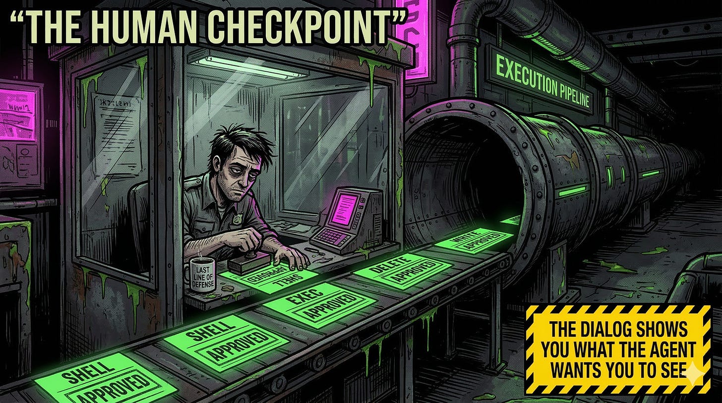 Human-in-the-loop HITL security control AI agent approval dialog OWASP LLM Top 10 prompt injection defense
