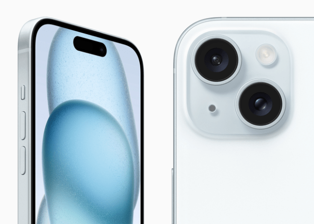 iPhone 15 and iPhone 15 Plus introduce a new contoured edge and durable, color-infused back glass.