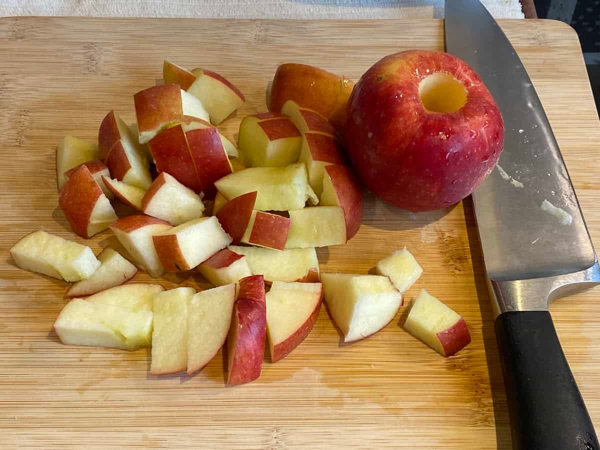 Red Apples cut into chunks.