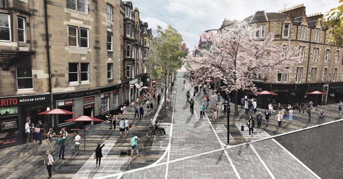 artists impression of pedestrian improvements on george street in edinburgh artists impression of pedestrian improvements on george street in edinburgh