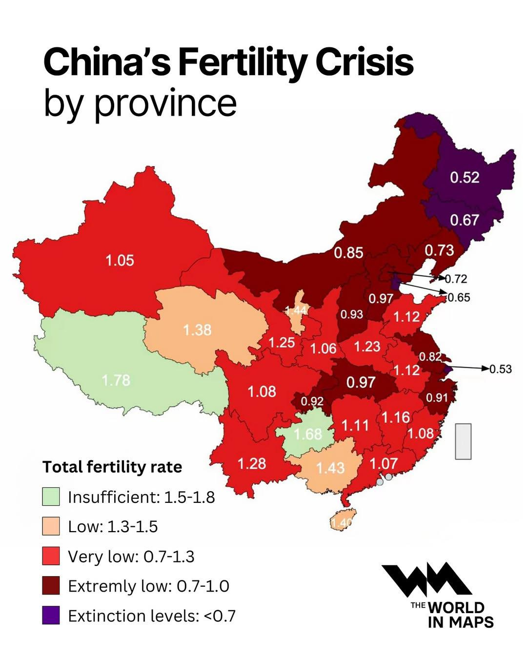 r/MapPorn - China's fertility crisis by province r/MapPorn - China's fertility crisis by province