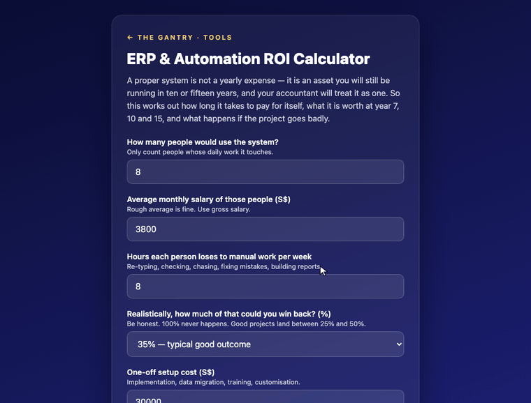 Demo: The free ERP ROI calculator at work Demo: The free ERP ROI calculator at work