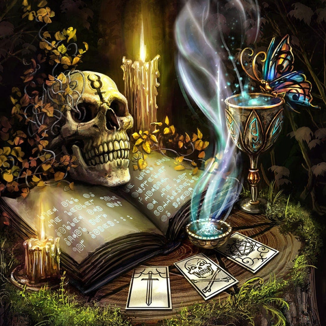 Skull Fantasy Art Print oracle tarot card deck illustration artwork home  decor | eBay