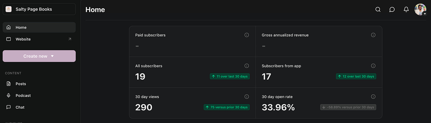 Substack metrics screenshot Substack metrics screenshot