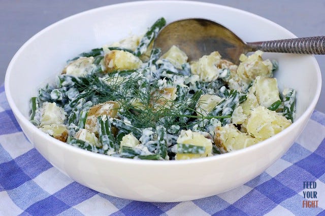 Greenbean, potato salad with lemon dill aioli by Eve Fox, Garden of Eating blog, copyright 2012