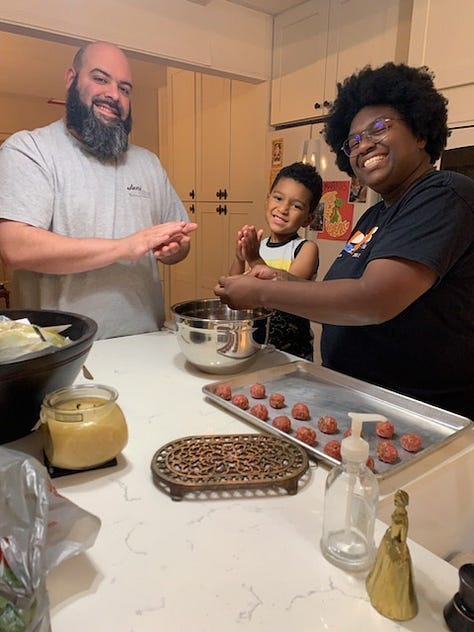 Meatball making with the kiddo