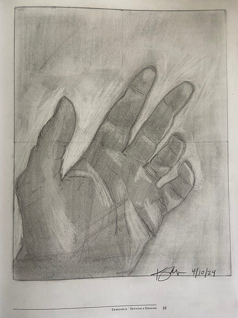 pencil drawings from exercises in Drawing on the Right Side of the Brain