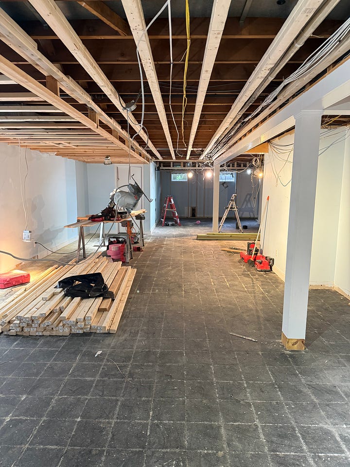 Basement renovation under construction