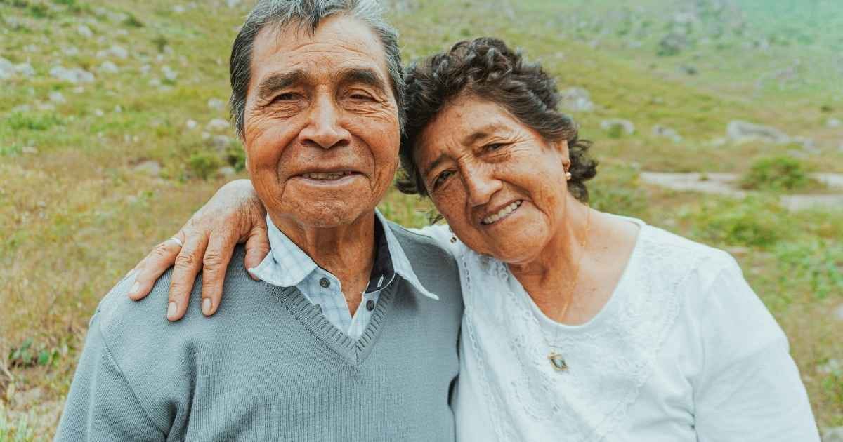 Old couple in the mountains