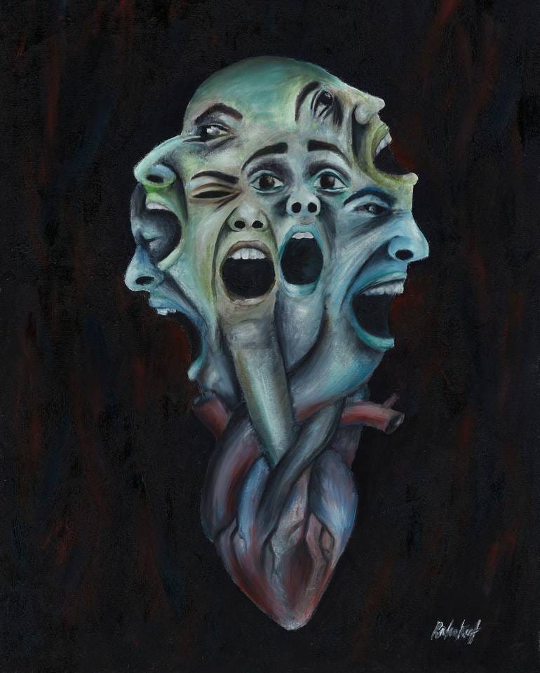 Screaming Hydra, Anxiety Painting by Rivka Korf | Saatchi Art