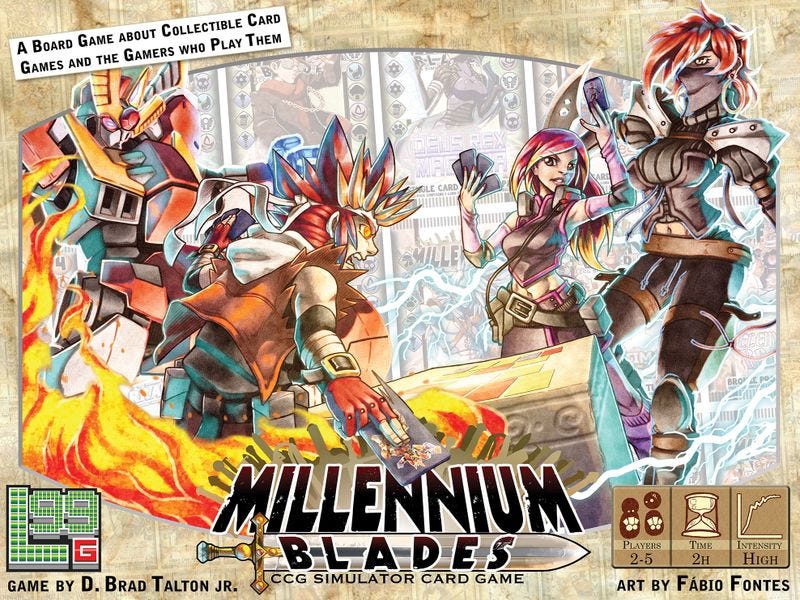 Millennium Blades, Level 99 Games, 2016 — front cover (image provided by the publisher)