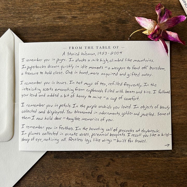 Letter from the Table of a Many-Storied Woman