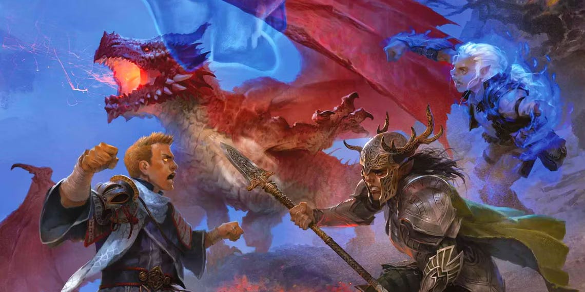 A group of Dungeons & Dragons characters in battle.