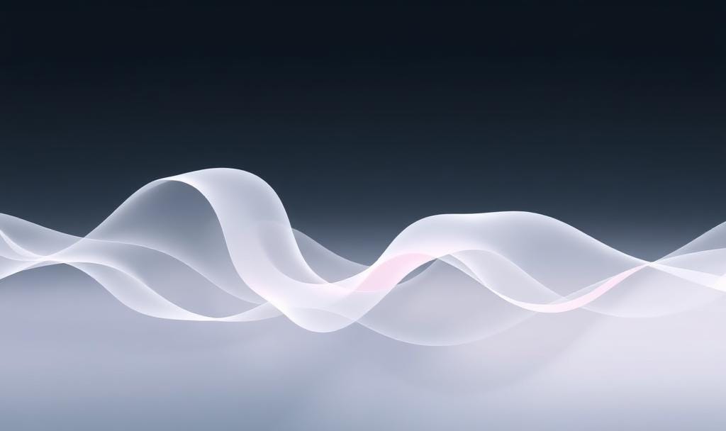 A minimalist, artistic representation of the Advaita Vedanta concept of non-duality—abstract flowing shapes merging together, suggesting the dissolution of boundaries between self and world, soft ethereal colors